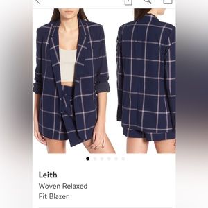 Leith Nordstrom’s Navy Pink Checked Lined Blazer. EUC. NWOT. Size Medium